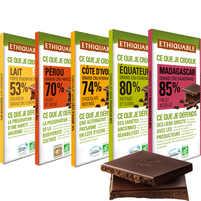 chocolat noir grand cru % cacao ethiquable bio commerce équitable