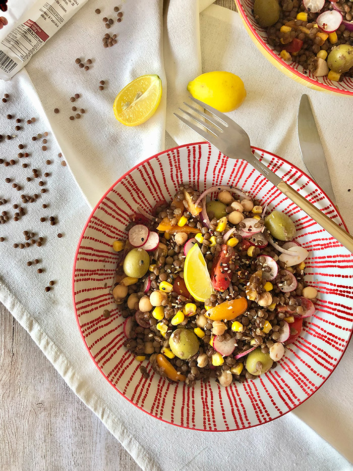 Salade express de lentilles roses