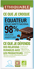 chocolat noir equateur 98% bio equitable ethiquable
