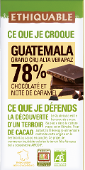 chocolat noir 78% de cacao équitable bio guatemala
