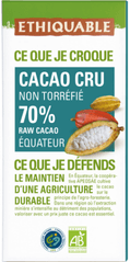 Chocolat Cacao cru 70% de cacao