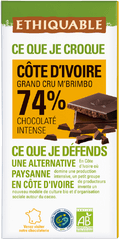 Chocolat noir 74% de cacao Cote d'Ivoire grand cru M'Brimbo
