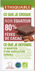Chocolat noir 80% fèves de cacao