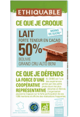 Chocolat lait 50% de cacao Bolivie bio équitable ethiquable